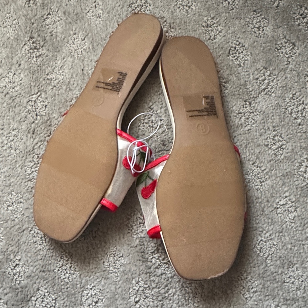 wild fable Cream Slide Sandals with Red Cherry Embroidery - Picture 2 of 2